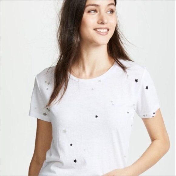 Chaser White Star Print Short Sleeve T-Shirt - Picture 1 of 5
